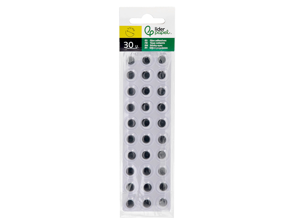 OEIL ADHESIF LIDERPAPEL BLANC AVEC PUPILLE NOIRE SACHET 30  UNITES