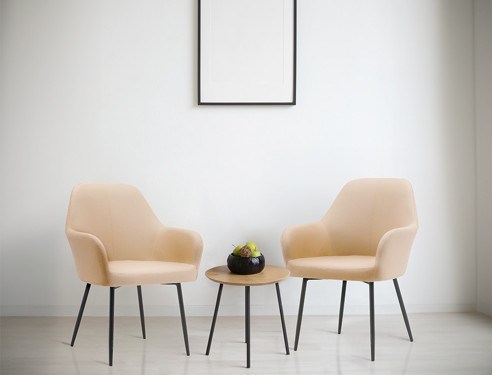 CHAISE CONFIDENT Q-CONNECT SIEMIONE BASE METALLIQUE HAUT MAX 820 LARG 570 PROF 580     COLORIS MARRON