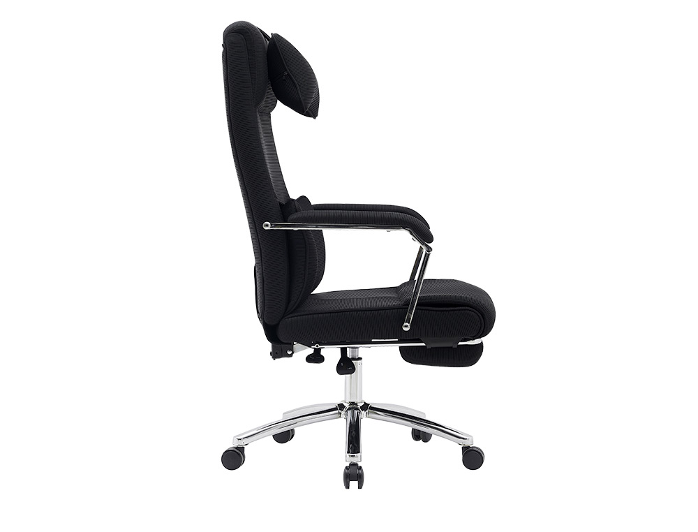 CHAISE DIRECTION Q-CONNECT RAVENNA MAILLE BASE METALLIQUE HAUT MAX 1300 LARG 550 PROF  510MM ROUES PREMIUM NOIR