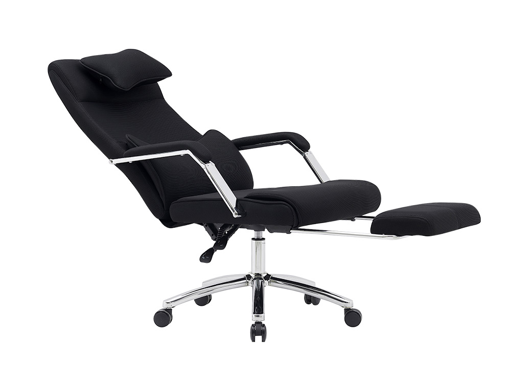 CHAISE DIRECTION Q-CONNECT RAVENNA MAILLE BASE METALLIQUE HAUT MAX 1300 LARG 550 PROF  510MM ROUES PREMIUM NOIR