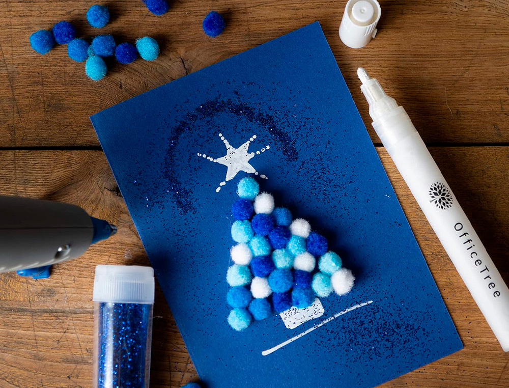 POMPONS DE COULEUR LIDERPAPEL DIAMETRE 1,5CM COLORIS NUANCES BLEU ASSORTIS SACHET 80 UNITES