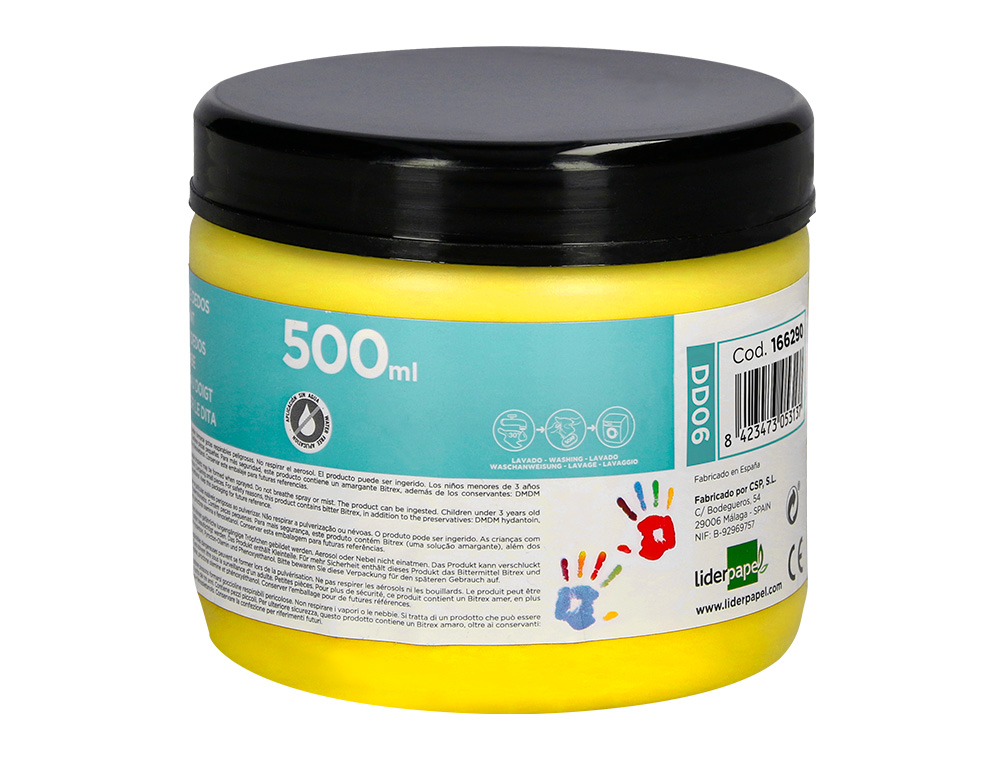 PEINTURE AU DOIGT LIDERPAPEL FLACON 500 ML COLORIS JAUNE