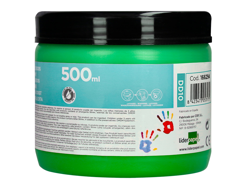 PEINTURE AU DOIGT LIDERPAPEL FLACON 500 ML COLORIS VERT