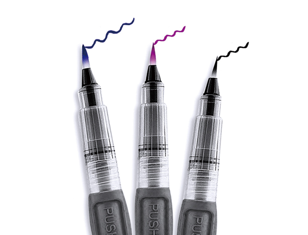 PINCEAU LIDERPAPEL RECHARGEABLE POINTES TAILLES ASSORTIES SET 6 UNITES