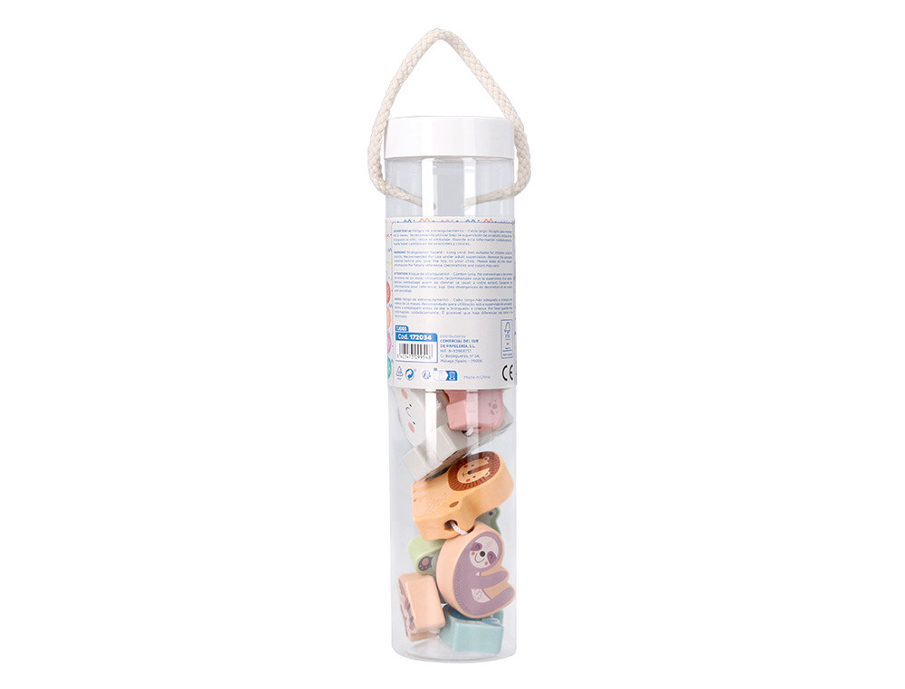 JEU ENFANT IMAGINOVO PERLES D'ANIMAUX A ENFILER BOIS +24  MOIS 13 PIECES 27X6,5X6,5 CM