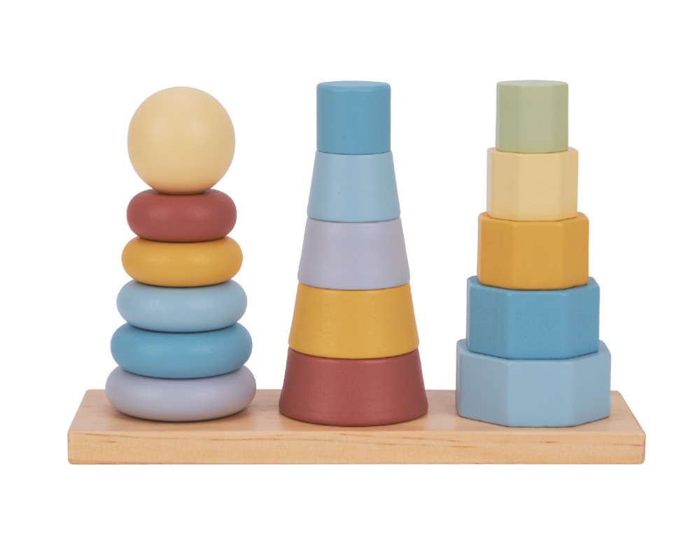 JEU ENFANT IMAGINOVO TOUR FORMES EMPILABLES BOIS +18    MOIS 17 PIECES 28X20X9 CM