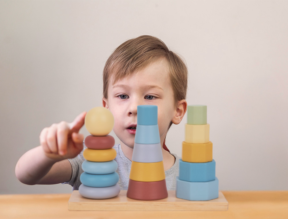 JEU ENFANT IMAGINOVO TOUR FORMES EMPILABLES BOIS +18    MOIS 17 PIECES 28X20X9 CM