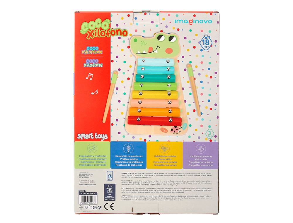 JEU ENFANT IMAGINOVO CROCODILE INSTRUMENT MUSICAL  XYLOPHONE BOIS +18 MOIS       28X14,8X2,5 CM