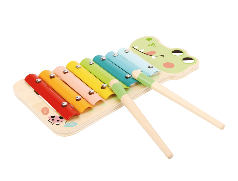 JEU ENFANT IMAGINOVO CROCODILE INSTRUMENT MUSICAL  XYLOPHONE BOIS +18 MOIS       28X14,8X2,5 CM