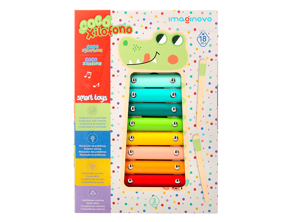JEU ENFANT IMAGINOVO CROCODILE INSTRUMENT MUSICAL  XYLOPHONE BOIS +18 MOIS       28X14,8X2,5 CM