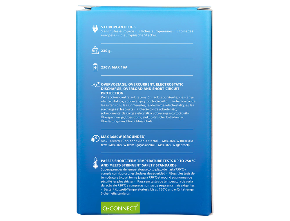 MULTIPRISE Q-CONNECT POWER CUBE 5 EN 1 CONNEXION DIRECTE PRISE MURALE 5 PRISES COURANT 75X75X112 MM