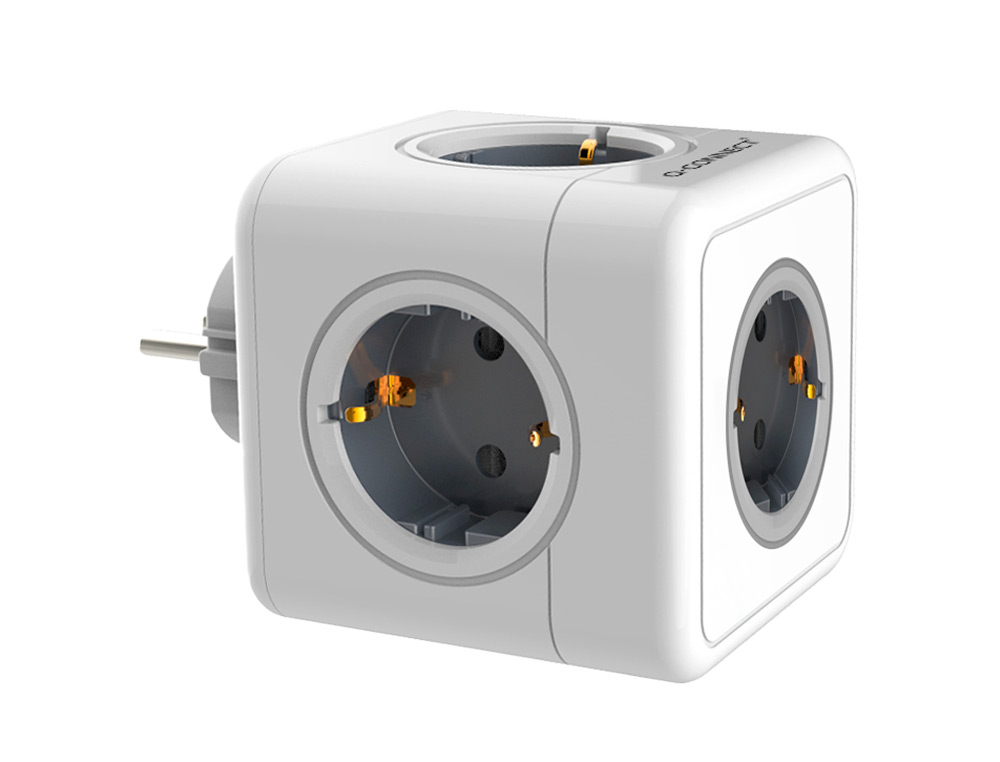 MULTIPRISE Q-CONNECT POWER CUBE 5 EN 1 CONNEXION DIRECTE PRISE MURALE 5 PRISES COURANT 75X75X112 MM