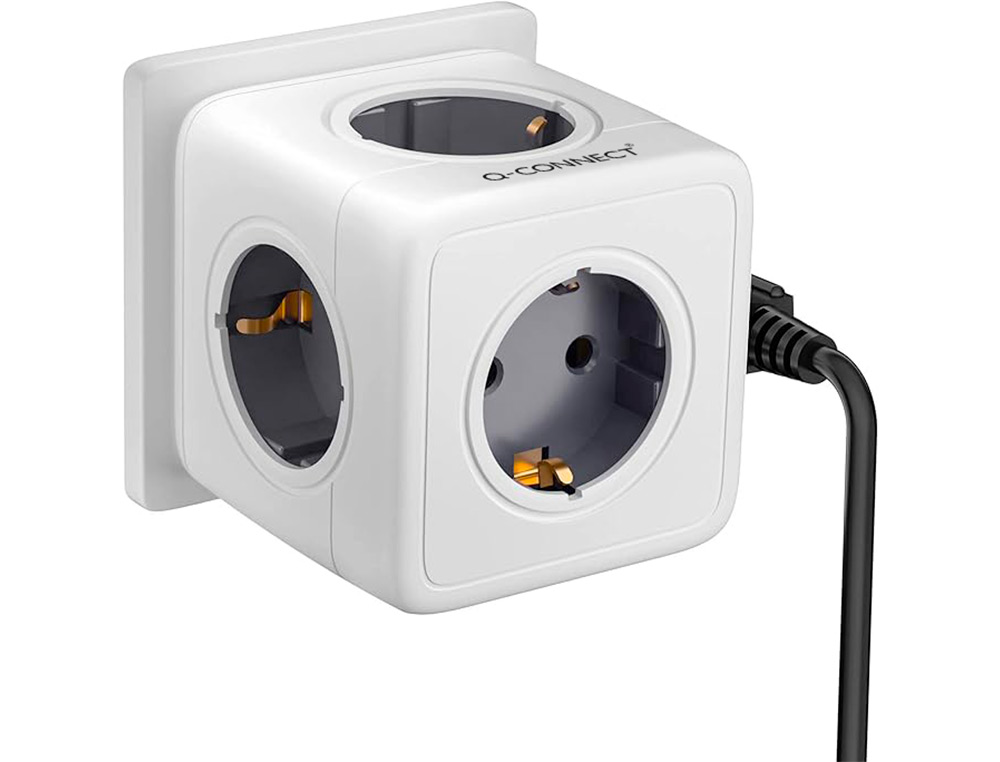 MULTIPRISE Q-CONNECT POWER CUBE 5 EN 1 CONNEXION DIRECTE PRISE MURALE 5 PRISES COURANT 75X75X112 MM