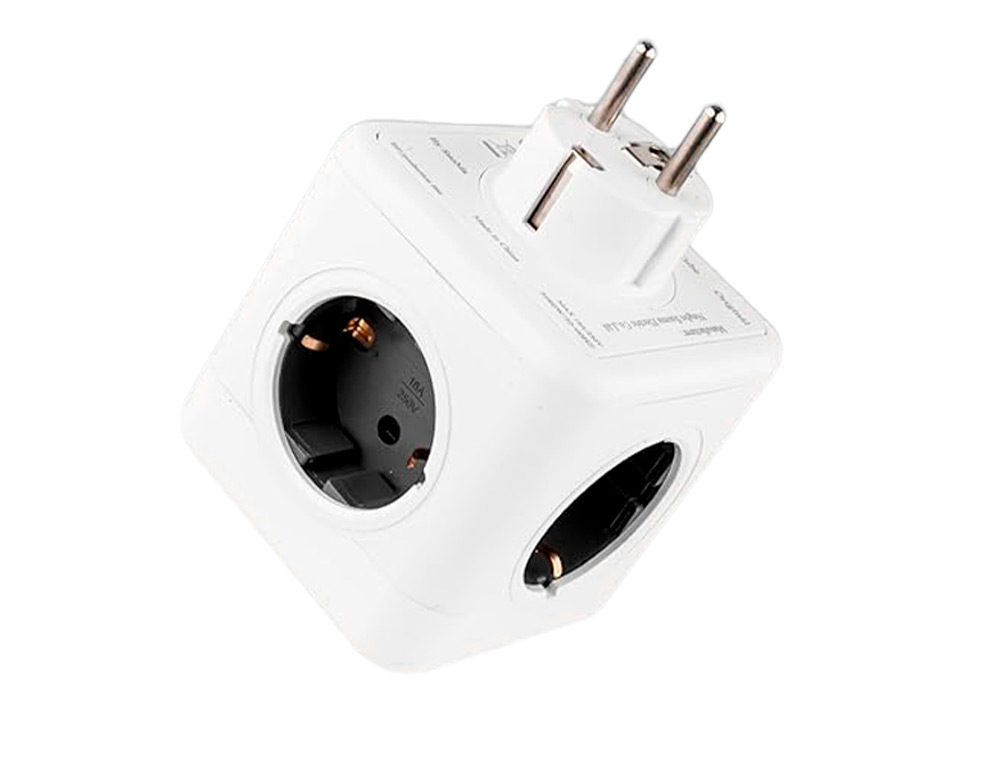 MULTIPRISE Q-CONNECT POWER CUBE 5 EN 1 CONNEXION DIRECTE PRISE MURALE 5 PRISES COURANT 75X75X112 MM