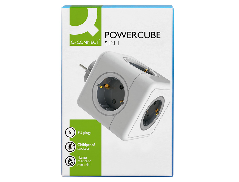 MULTIPRISE Q-CONNECT POWER CUBE 5 EN 1 CONNEXION DIRECTE PRISE MURALE 5 PRISES COURANT 75X75X112 MM