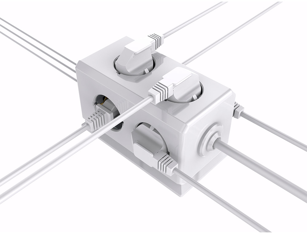 MULTIPRISE Q-CONNECT 10 EN 1 CABLE 1,4M 6 PRISES COURANT 3 PORTS USB 1 PORT USB-C        140X76X87 MM