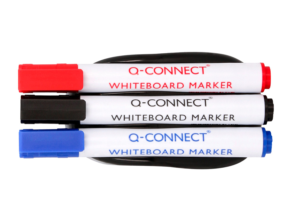 EFFACEUR Q-CONNECT MAGNETIQUE POUR TABLEAU BLANC AVEC 3 MARQUEURS BLEU / NOIR / ROUGE