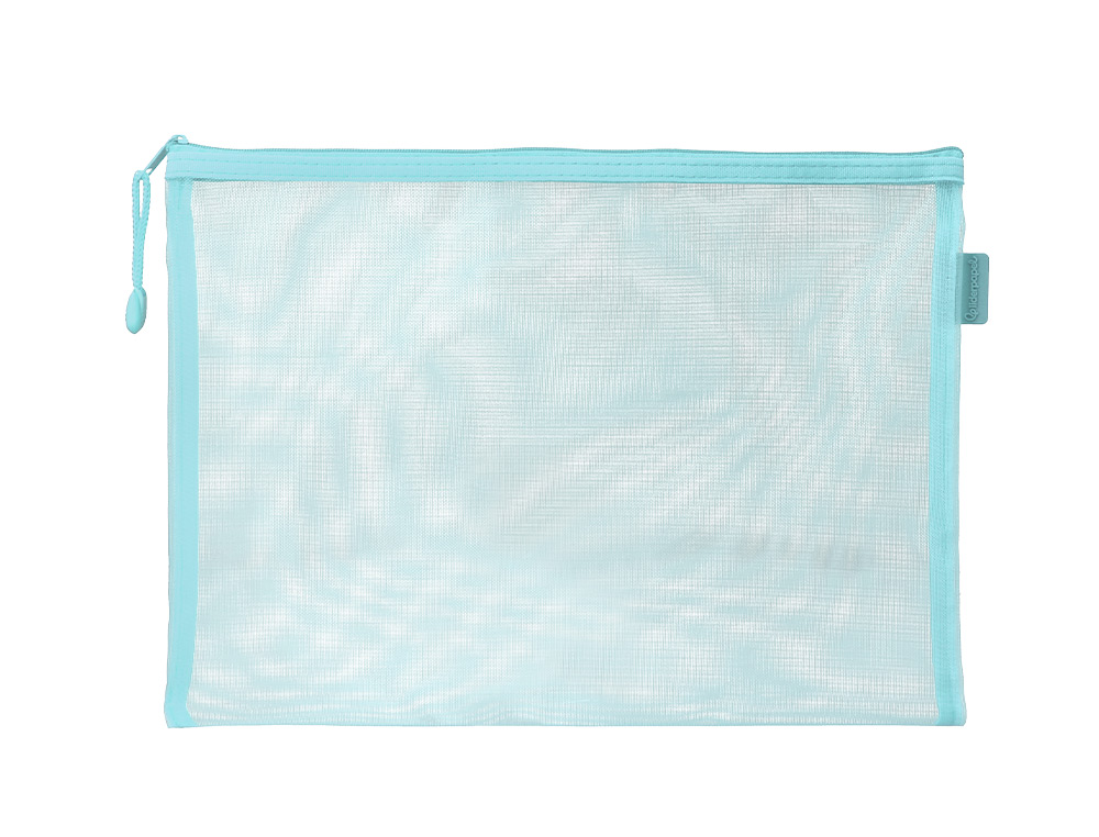 POCHETTE ZIP LIDERPAPEL A5 MULTIUSAGE FERMETURE ECLAIR POLYESTER TRANSPIRABLE COLORIS BLEU CIEL