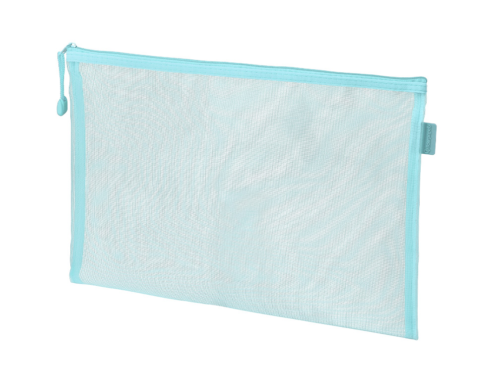 POCHETTE ZIP LIDERPAPEL A5 MULTIUSAGE FERMETURE ECLAIR POLYESTER TRANSPIRABLE COLORIS BLEU CIEL