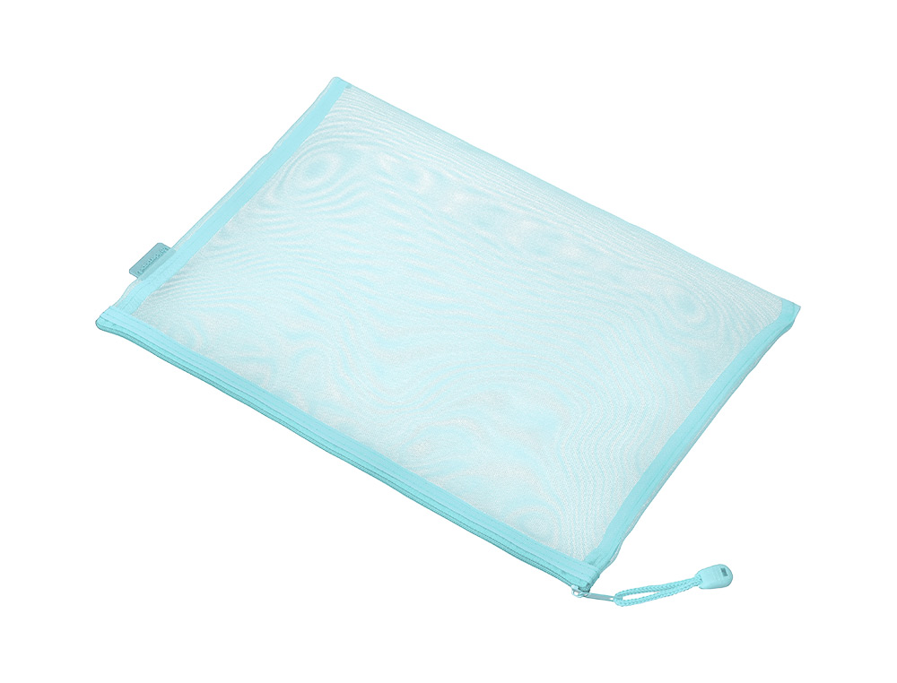 POCHETTE ZIP LIDERPAPEL A5 MULTIUSAGE FERMETURE ECLAIR POLYESTER TRANSPIRABLE COLORIS BLEU CIEL