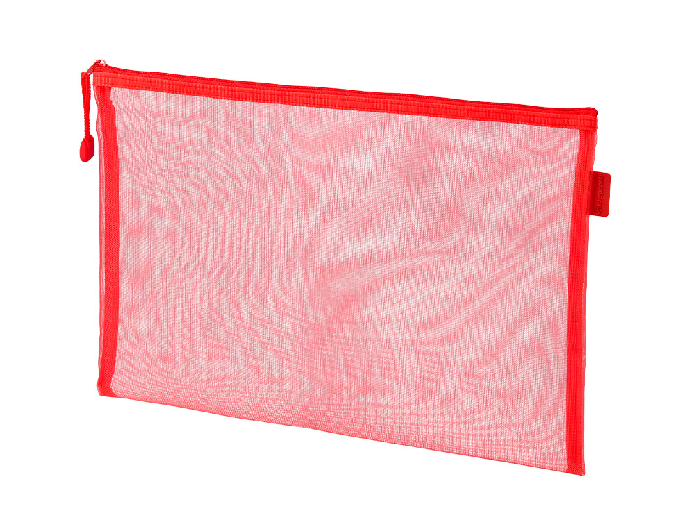 POCHETTE ZIP LIDERPAPEL A5 MULTIUSAGE FERMETURE ECLAIR POLYESTER TRANSPIRABLE COLORIS ROUGE