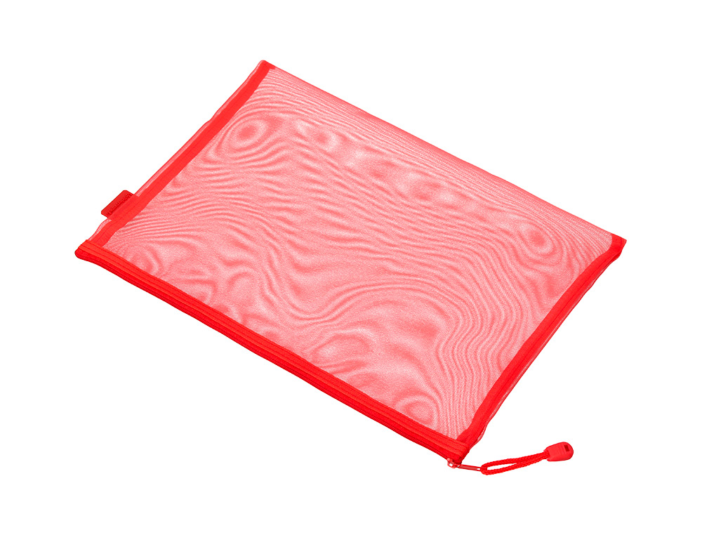 POCHETTE ZIP LIDERPAPEL A5 MULTIUSAGE FERMETURE ECLAIR POLYESTER TRANSPIRABLE COLORIS ROUGE