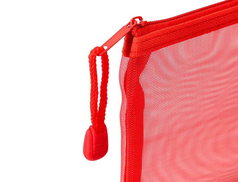 POCHETTE ZIP LIDERPAPEL A5 MULTIUSAGE FERMETURE ECLAIR POLYESTER TRANSPIRABLE COLORIS ROUGE