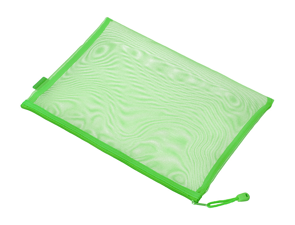 POCHETTE ZIP LIDERPAPEL A4 MULTIUSAGE FERMETURE ECLAIR POLYESTER TRANSPIRABLE COLORIS VERT PASTEL