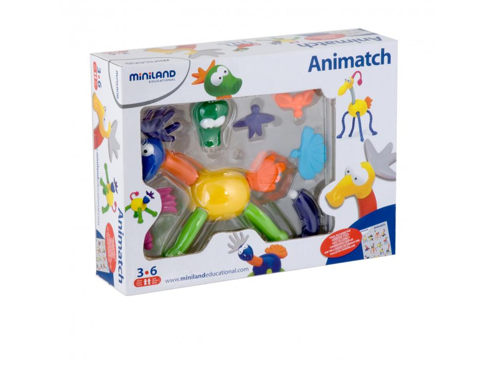 ANIMATCH MINILAND JEU DE CONNEXION ANIMAUX AVEC TETE   JAMBES QUEUES CRETES          ARTICULATIONS MOBILES 31