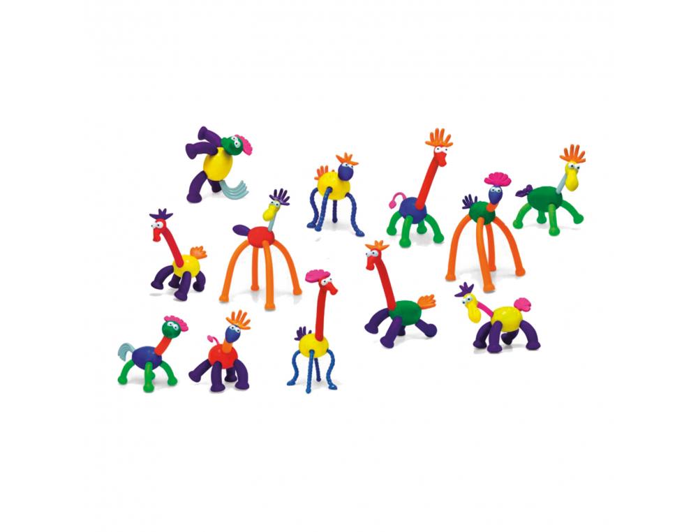 ANIMATCH MINILAND JEU DE CONNEXION ANIMAUX AVEC TETE   JAMBES QUEUES CRETES          ARTICULATIONS MOBILES 31