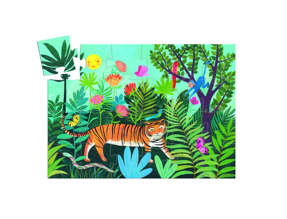 PUZZLES CARTON 24 PIECES DJECO LA BALADE DU TIGRE FORMAT PAYSAGE 24 PIECES
