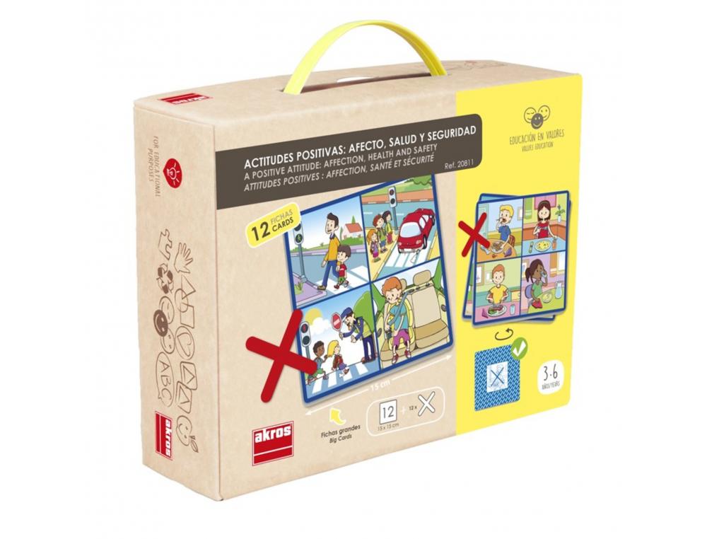 VIVRE ENSEMBLE AKROS ATTITUDES POSITIVES JEU EDUCATIF 4 IMAGES PAR CARTON 12 CARTES ET 12 CROIX EN