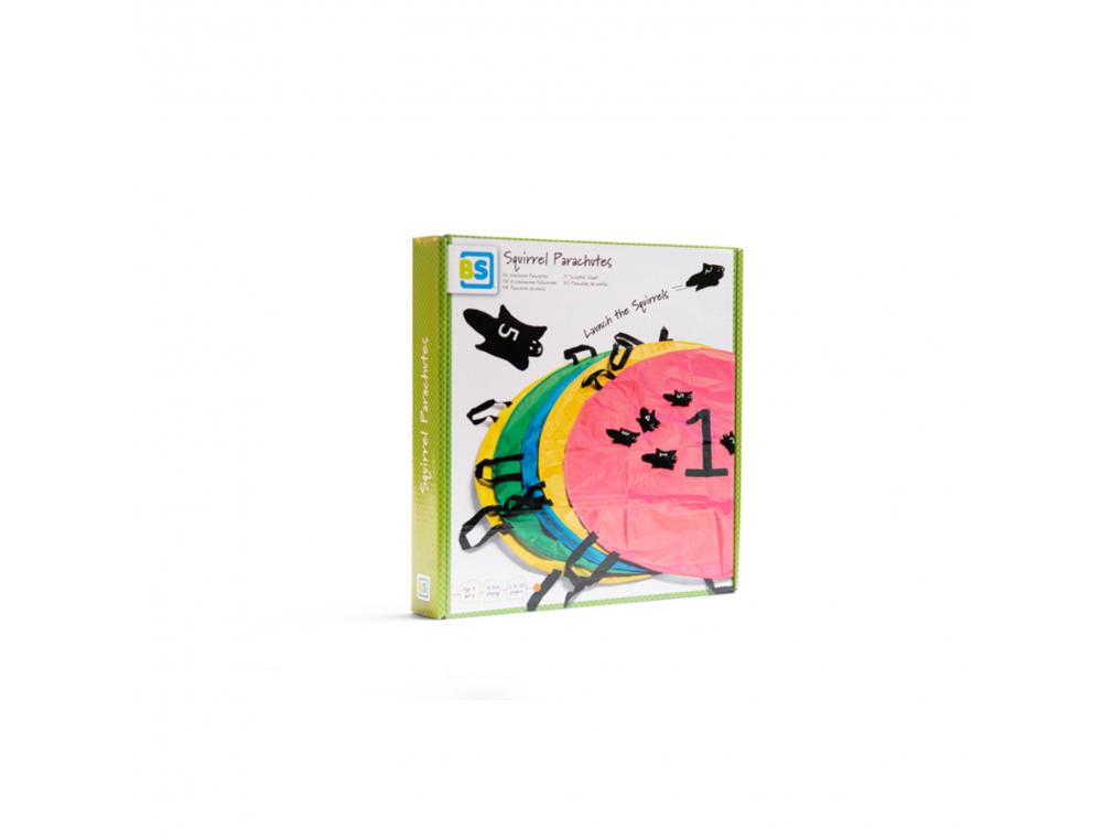 PARACHUTES BS TOYS SQUIRL PARACHUTES 4 POIGNEES 100 CM  5 SACS ECUREUILS VOLANTS 2 A  20 JOUEURS