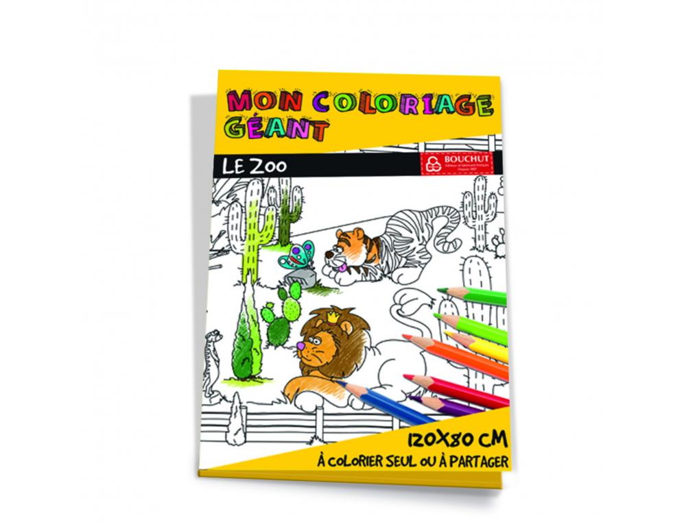 COLORIAGE GEANT BOUCHUT LE ZOO 120X80CM PAPIER 150G IMPRESSION NOIR