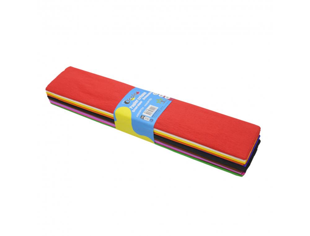 PAPIER CREPON O COLOR CREPAGE 40% 50X200CM 10 COLORIS       ASSORTIS PAQUET 10F
