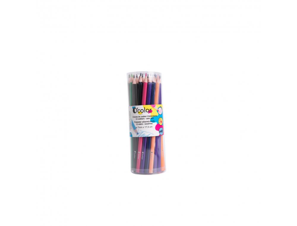 CRAYON COULEUR RESINE O COLOR CORPS TRIANGULAIRE COLORIS ASSORTIS POT 48 UNITES