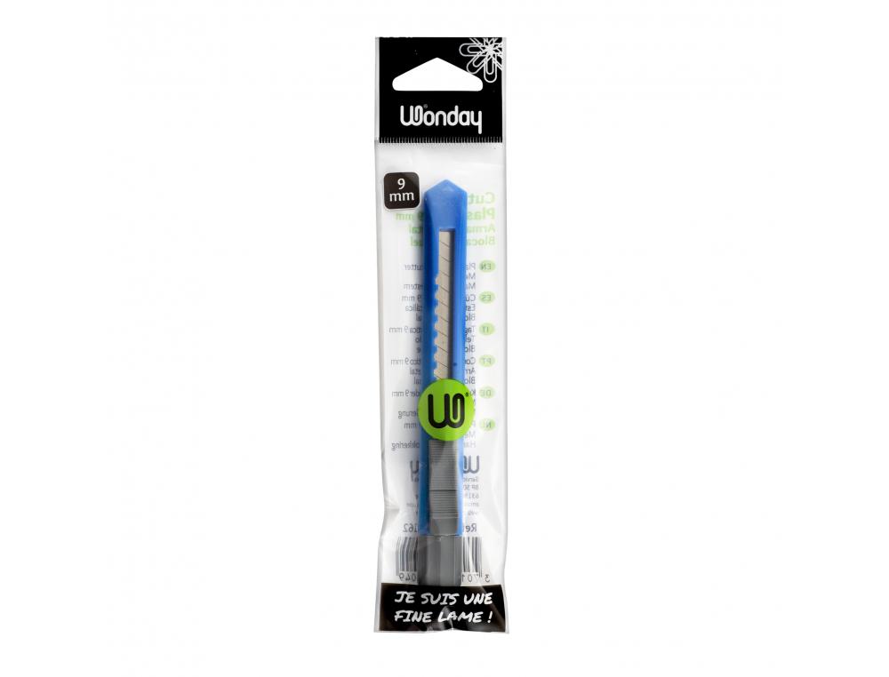 CUTTER PLASTIQUE MAPED LAME 9MM CURSEUR SECURITE BLOCAGE  MANUEL + CASSE LAMES
