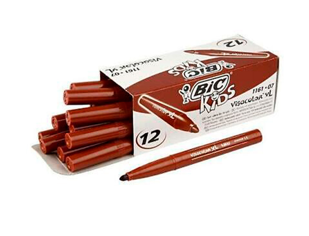 FEUTRE BIC KIDS VISACOLOR XL ENCRE LAVABLE POINTE LARGE BLOQUEE COLORIS BRUN