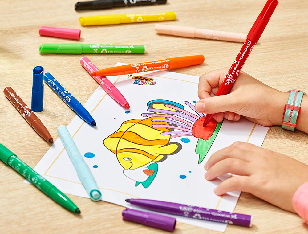 FEUTRE BIC KIDS VISACOLOR XL ENCRE LAVABLE POINTE LARGE BLOQUEE COLORIS BRUN
