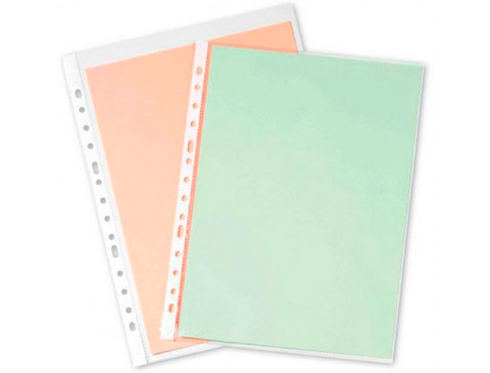 POCHETTE Q-CONNECT POLYPROPYLNE GRAIN 5/100E ECO PERFORE ANTISTATIQUE A4 210X297MM SACHET 100 UNITS