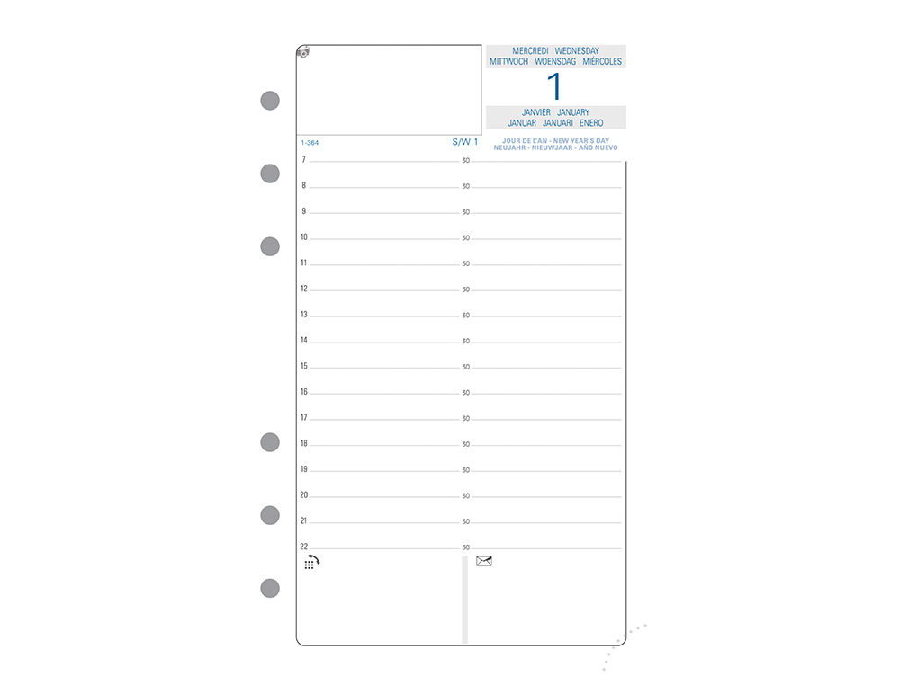 RECHARGE AGENDA EXACOMPTA MILLSIM 12 MOIS 1 JOUR 1 PAGE EXATIME 17 150X190MM