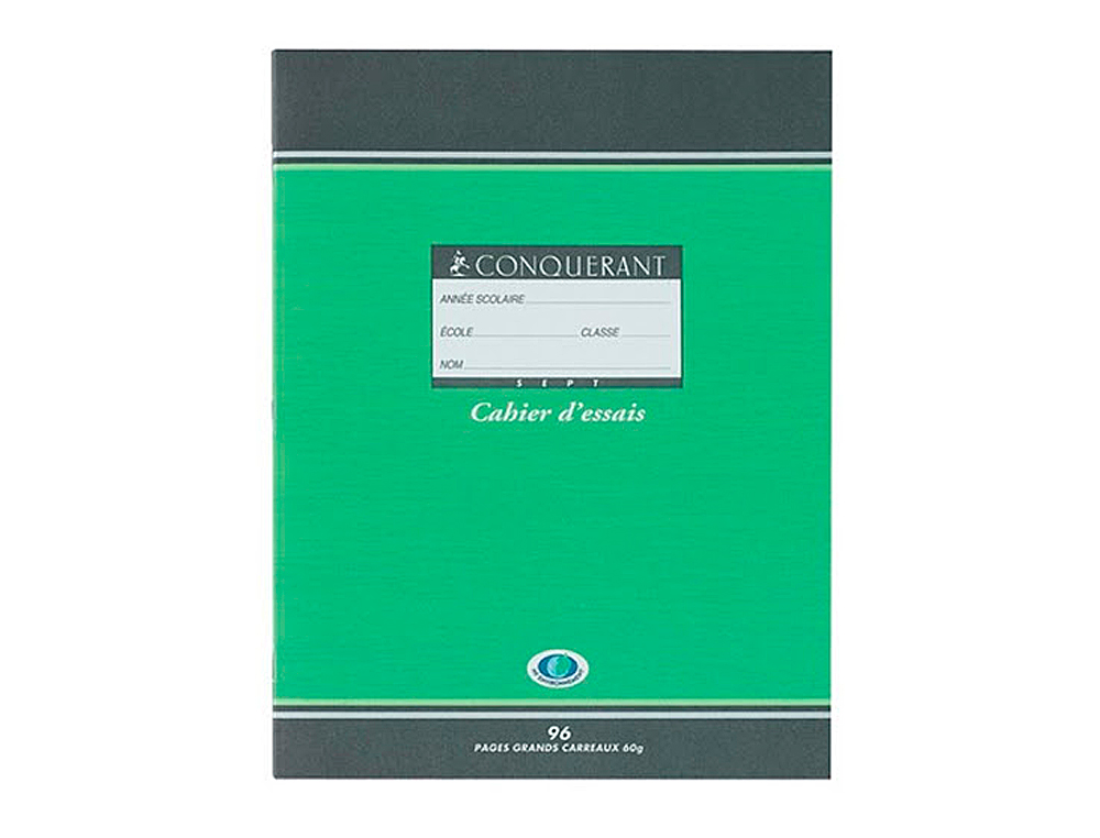 CAHIER ESSAIS PIQU CONQURANT SEPT COUVERTURE OFFSET TABLES DE CALCUL 17X22CM 48 PAGES 60G