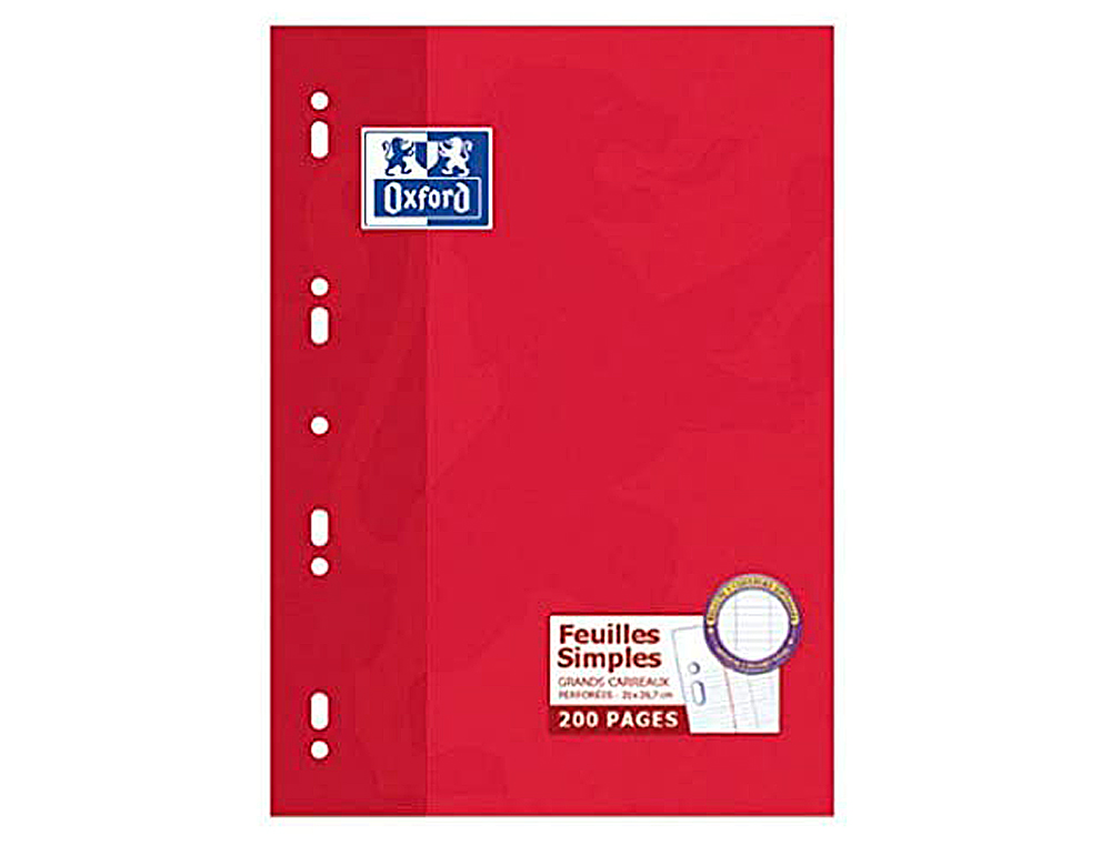 FEUILLET MOBILE OXFORD A4 210X 297MM PAPIER SATIN EXTRA BLANC 200 PAGES 90G SYS PERFOR