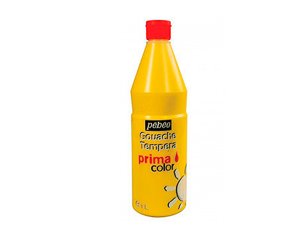 GOUACHE PBO PRIMACOLOR LIQUIDE INODORE ONCTUEUSE APPLICATION FACILE COLORIS JAUNE PRIMAIRE FLACON 1000ML