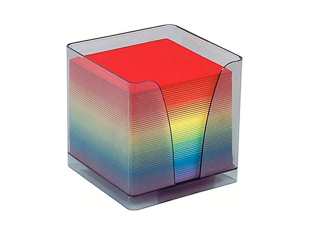 BLOC CUBE QUO VADIS PLEXIGLASS FUM BOTE DISTRIBUTRICE BLOC PAPIER ENCOCHE PRHENSION 600F 80G ARC-EN-CIEL  24001
