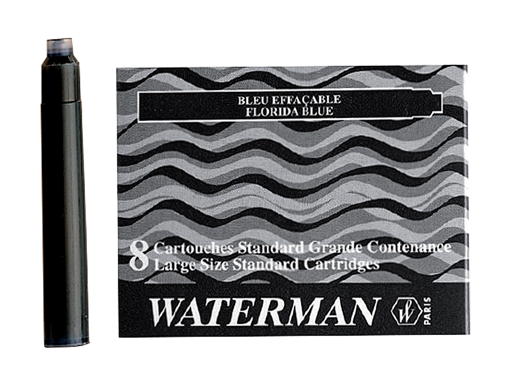 CARTOUCHE WATERMAN LONGUE STANDARD ENCRE BLEUE EFFAABLE TUI 8 UNITS