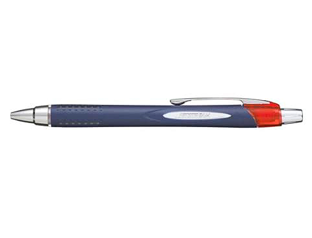 STYLO-BILLE UNIBALL JETSTREAM RT ÉCRITURE MOYENNE 0.5MM ENCRE GEL RÉTRACTABLE GRIP ANTIGLISSE AGRAFE MÉTAL ROUGE