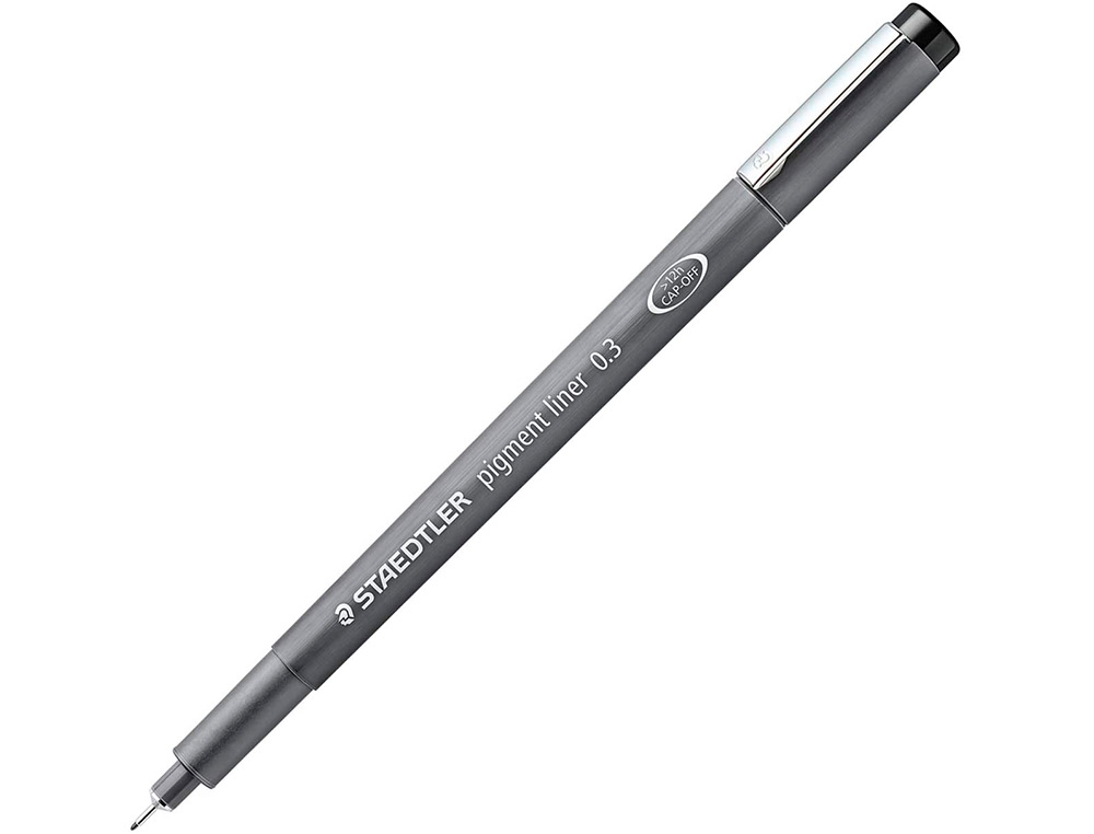 STYLO-FEUTRE STAEDTLER PIGMENT LINER TECHNIQUE TRAIT 0.3MM ENCRE NOIRE INFALSIFIABLE POINTE CALIBRE BAGUE MTAL