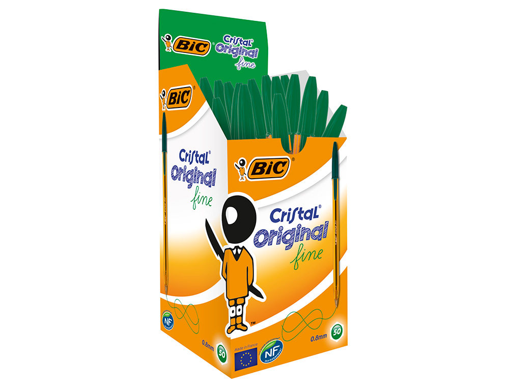 STYLO-BILLE BIC CRISTAL CRITURE FINE 0.4MM ENCRE CLASSIQUE BILLE INDFORMABLE CAPUCHON COULEUR ENCRE VERT