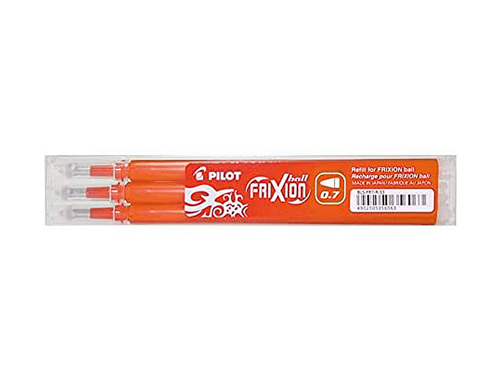 RECHARGE ROLLER PILOT FRIXION CLICKER CRITURE MOYENNE 0.5MM ENCRE EFFAABLE COLORIS ORANGE SET DE 3 UNITS
